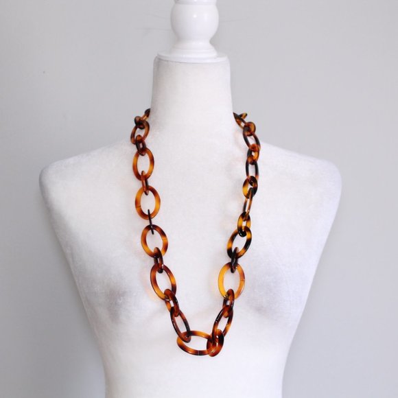 Jewelry - Tortoise Shell Acrylic Chain Link Necklace